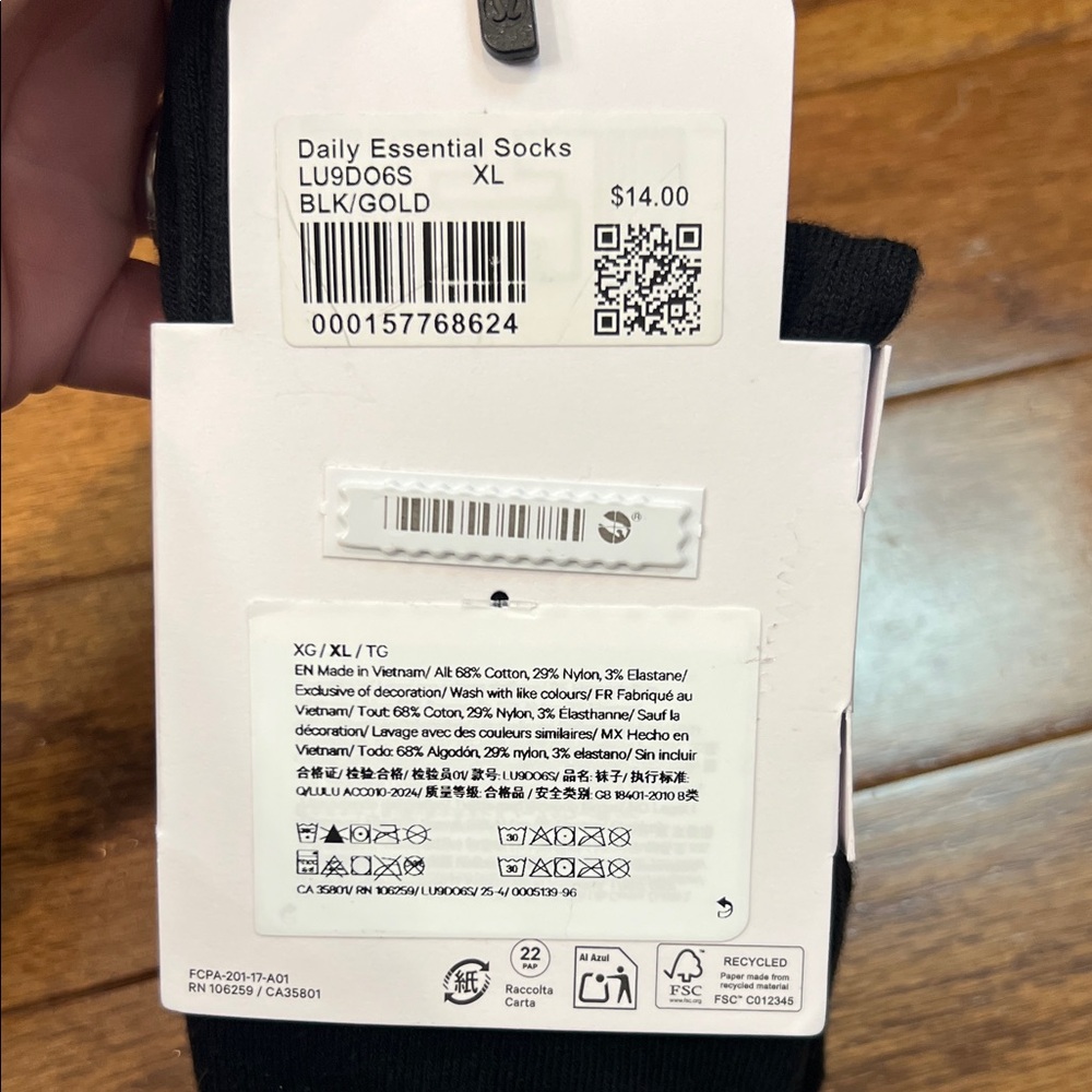 lululemon athletica Black Athletic Socks with Gold Logo - Picture 2 of 2